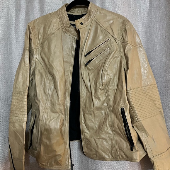Tan Black Rivet Leather Jacket 3X - Picture 1 of 3
